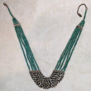 Tanjore India Turquoise Beaded Necklace